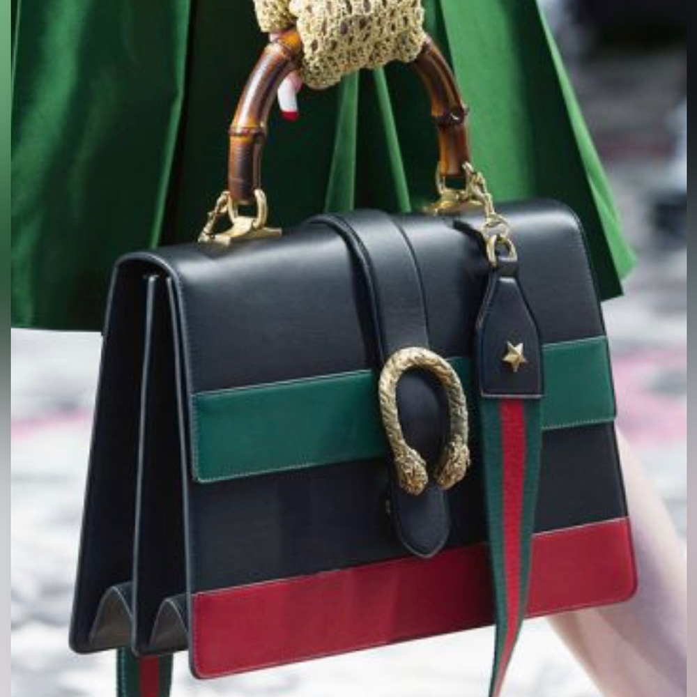 Gucci Dionysus Bamboo Top Handle Bag Colorblock Leather Large. Dust Bag Include